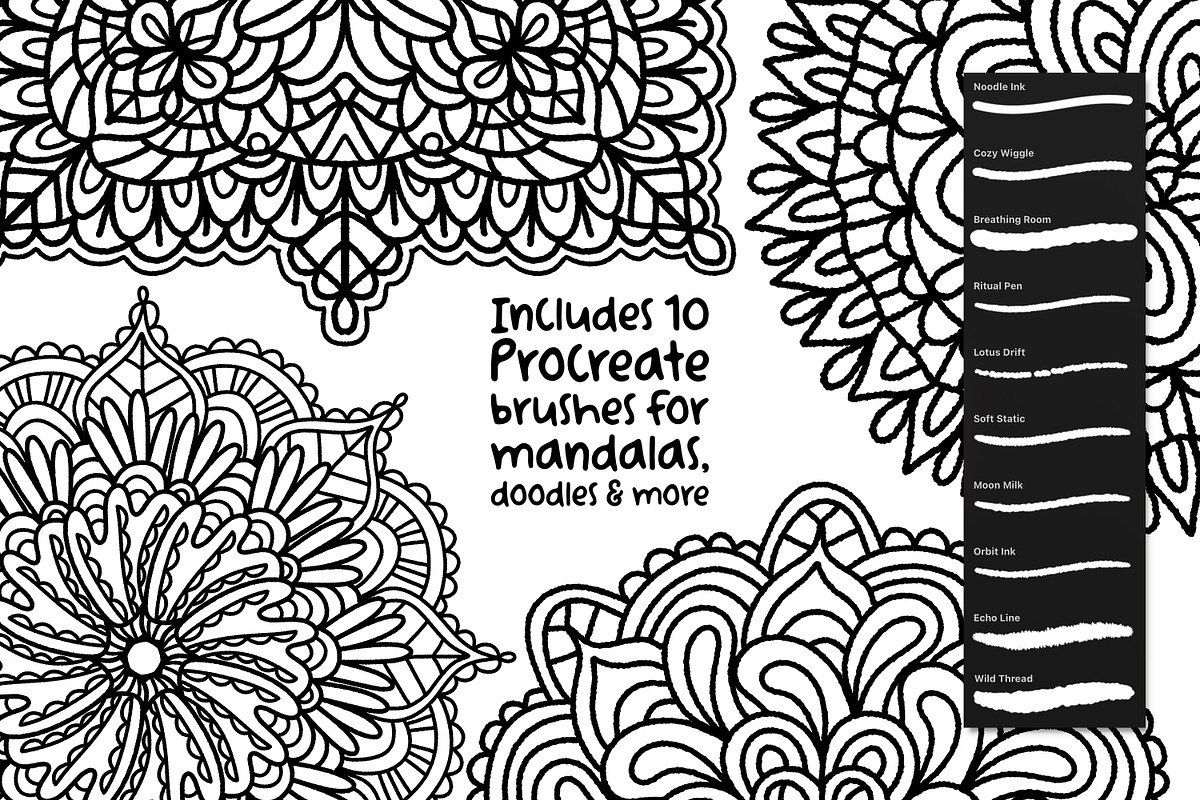 Wandering Mandala Procreate Inkers, a Brush Add-On by Heather Green Designs (Photo 13 of 13)