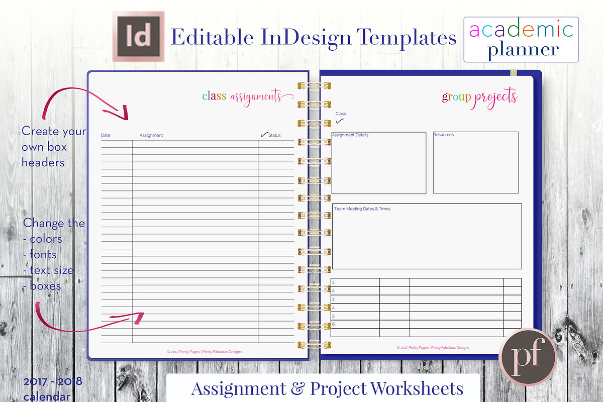 Academic Planner | InDesign Template, a Stationery Template by Planner Templates (Photo 8 of 11)
