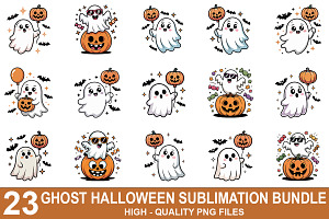 Cute Chubby Ghost Clipart Bundle, a Graphic by crative8112