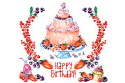 Birthday clipart - forrest fruits, an Illustration by Dora Katona (Thumbnail 1 of 2)