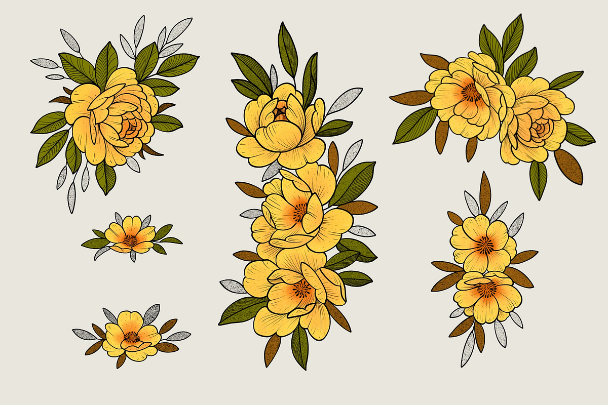 Flower Set “Yellow mood”, an Illustration by Maria Summer (Photo 6 of 9)