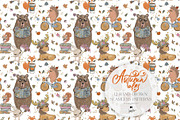 Fall Woodland Clipart & Patterns Kit, a Seasonal Illustration by KaramfilaS (Thumbnail 16 of 25)