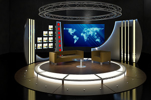 Virtual TV Studio Chat Set 19, a Furniture 3D Model by akerStudio