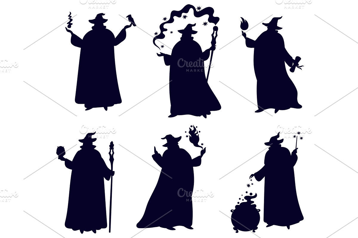 Old wizard with magical items casts, a Person Illustration by Vectorbuum
