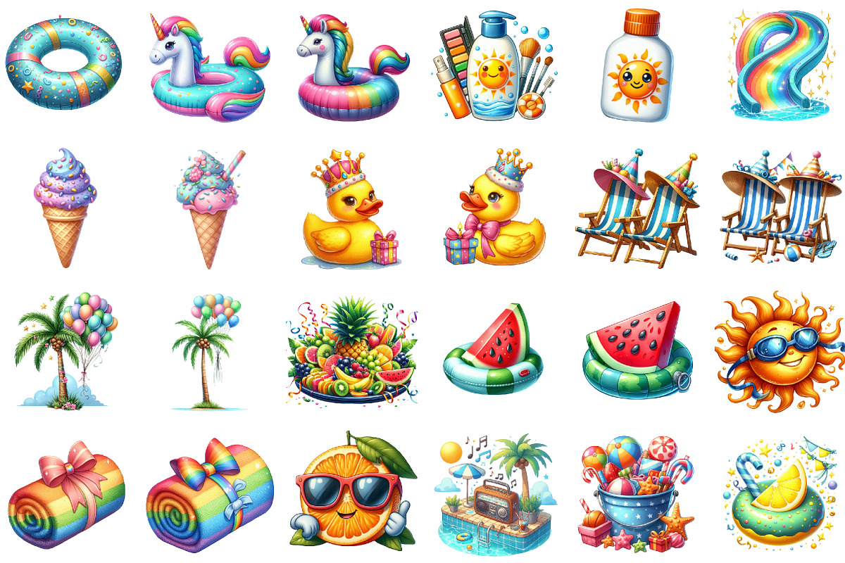 Colorful Pool Party Clipart, an Illustration by Sublimation Artist (Photo 2 of 6)