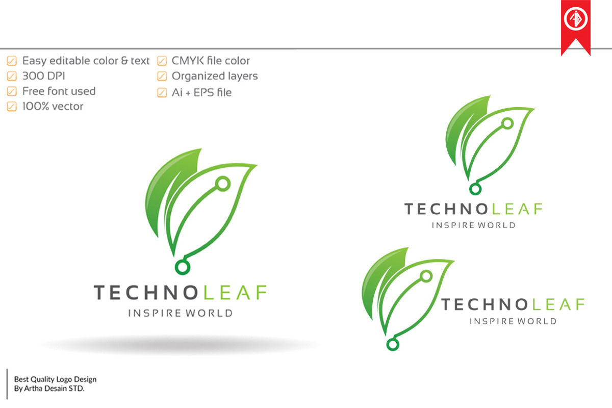 Technology Leaf Logo Template, a Branding & Logo Template by Artha Desain