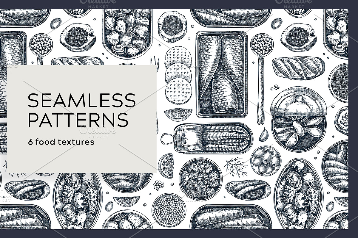 Tinned Fish & Seafood Vector Set, a Food Illustration by Yevheniia (Photo 10 of 14)