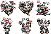 Whimsical Valentine Panda Clipart, an Animal Illustration by Black Bird Studio (Thumbnail 3 of 6)