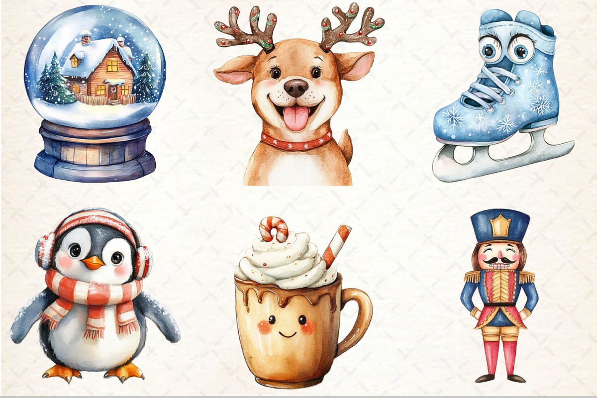 Hand Drawn Cartoon Christmas Clipart, an Illustration by Rose Art (Photo 2 of 4)