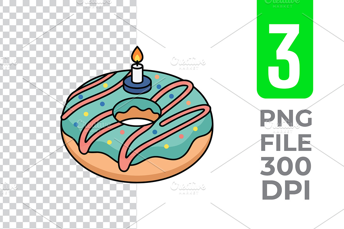 Birthday Donut Vector Trio Pack, an Object Graphic by Artonix (Photo 3 of 3)