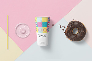 Long Disposable Paper Cup Mockups