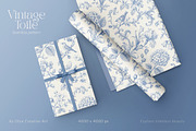 Vintage Blue Toile Seamless Pattern, a Pattern Graphic by Olya Creative (Thumbnail 3 of 5)
