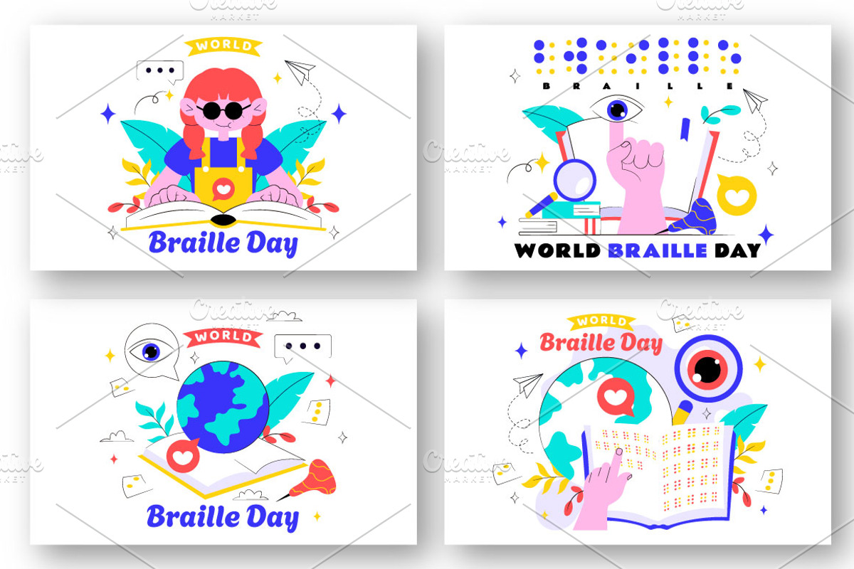 10 World Braille Day Illustration, a Person Illustration by denayunebgt (Photo 3 of 4)