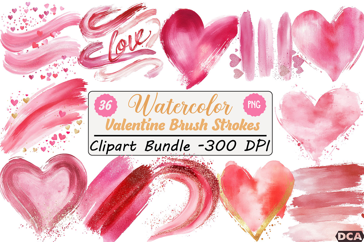 Pink Brush Strokes Clipart, an Illustration by DreamCafeArt (Photo 1 of 9)