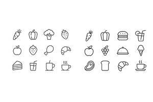 Collection of food and drink icons, a Food Illustration by ZinetroN