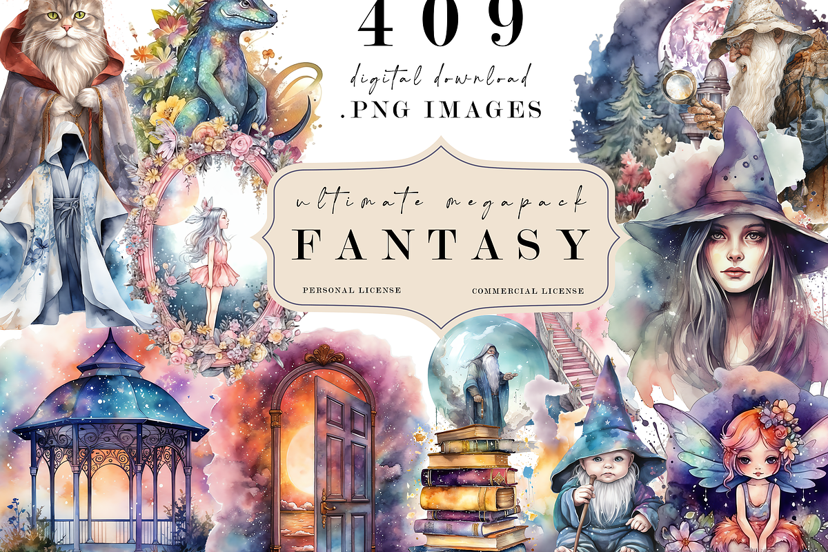 Magical Fantasy Watercolor Clipart, a Photo by Redwood Digital Art (Photo 1 of 11)