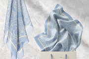 Sky Blue Art Nouveau Silk Scarf, an Object Graphic by ilustrinna (Thumbnail 7 of 8)