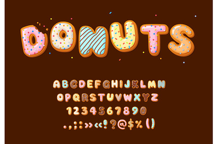 Donut font type, cartoon, an Illustration by Vector Tradition