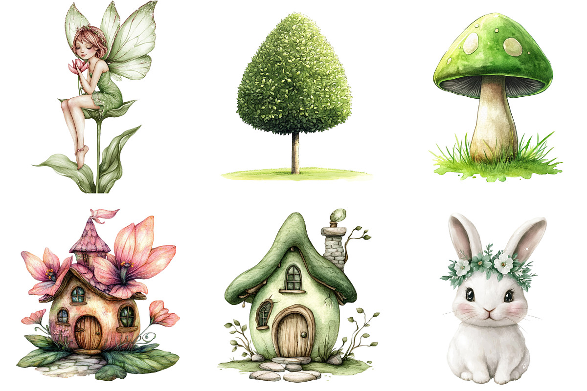 Watercolor Garden Fairies Floral png, an Illustration by Watercolor design (Photo 4 of 5)