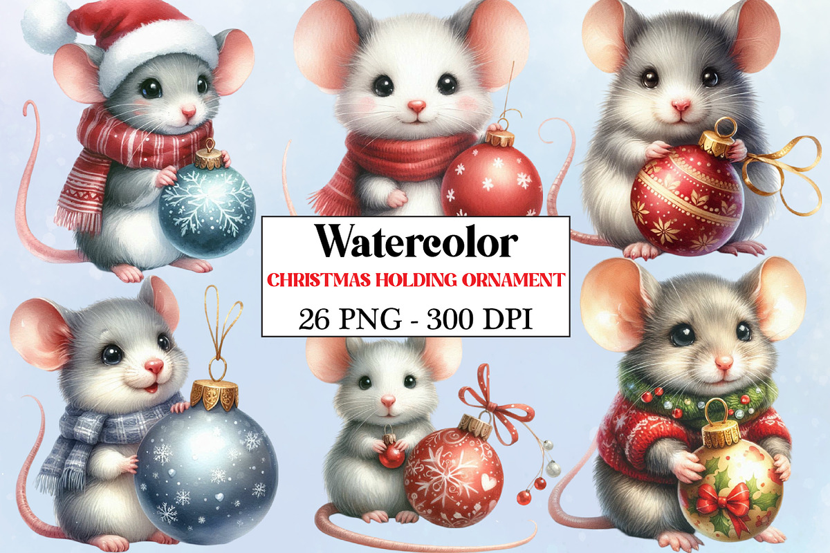 Christmas Mouse with Ornament, an Illustration by DreamArtGraphic (Photo 1 of 5)