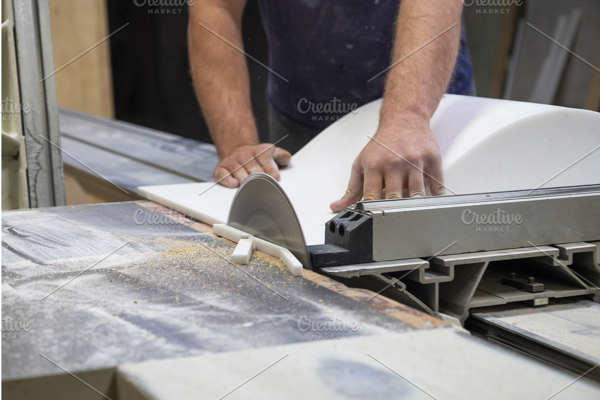 Acrylic sink with a circular saw, a Graphic by Jan Jack Russo Media