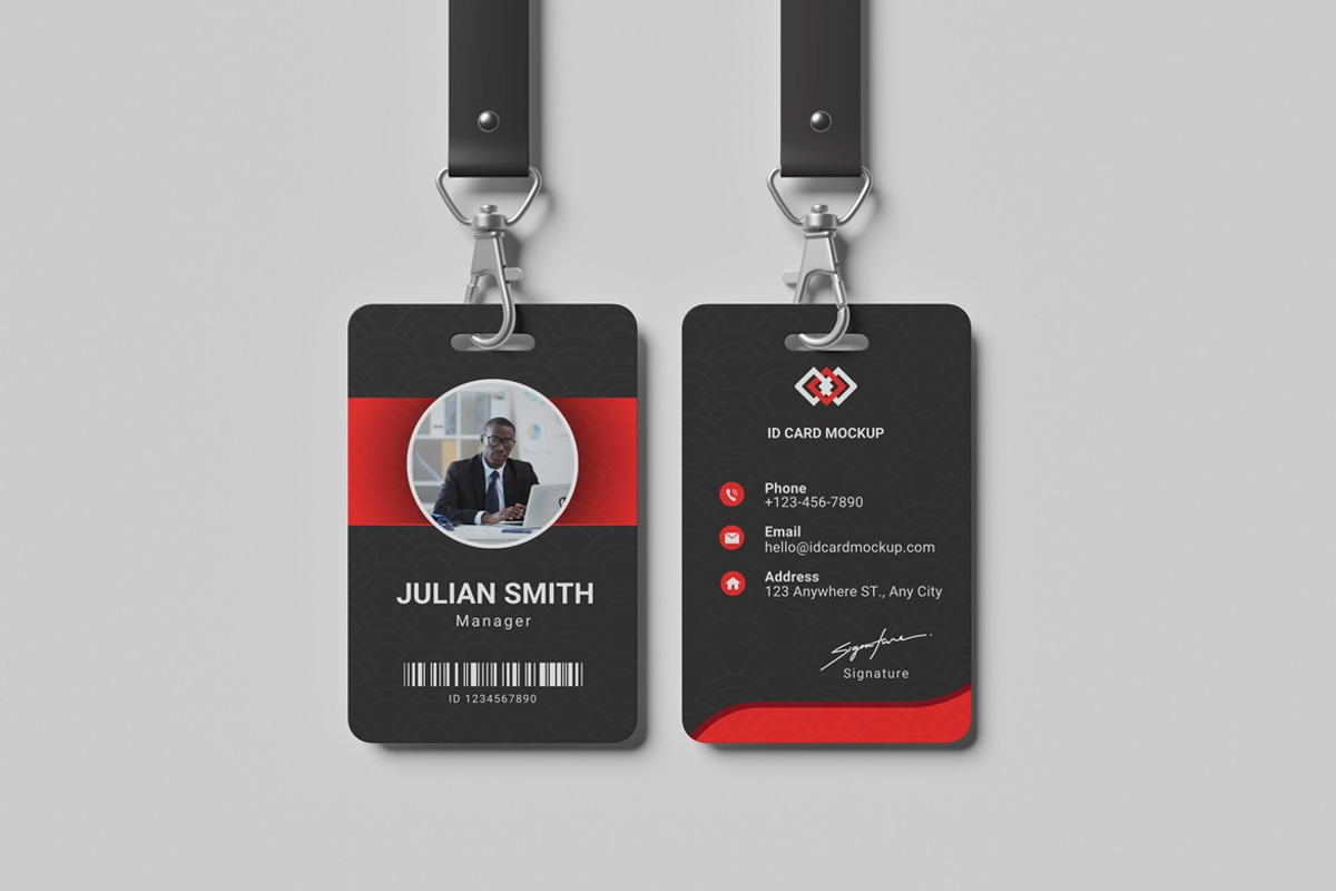 ID card mockup with lanyard, an Advertising Mockup by GraphicWindow (Photo 2 of 6)