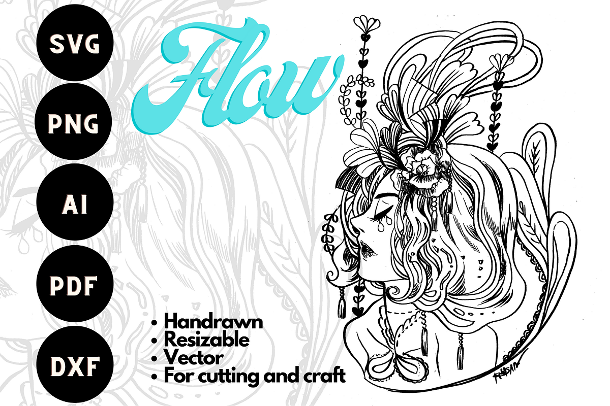 flow manga anime Clipart Cricut Cut, an Illustration by Meisanmui