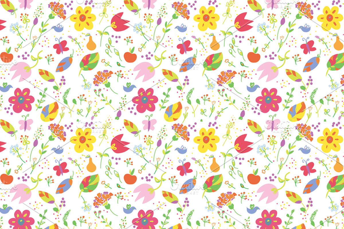 Spring floral seamless patterns set preview 3