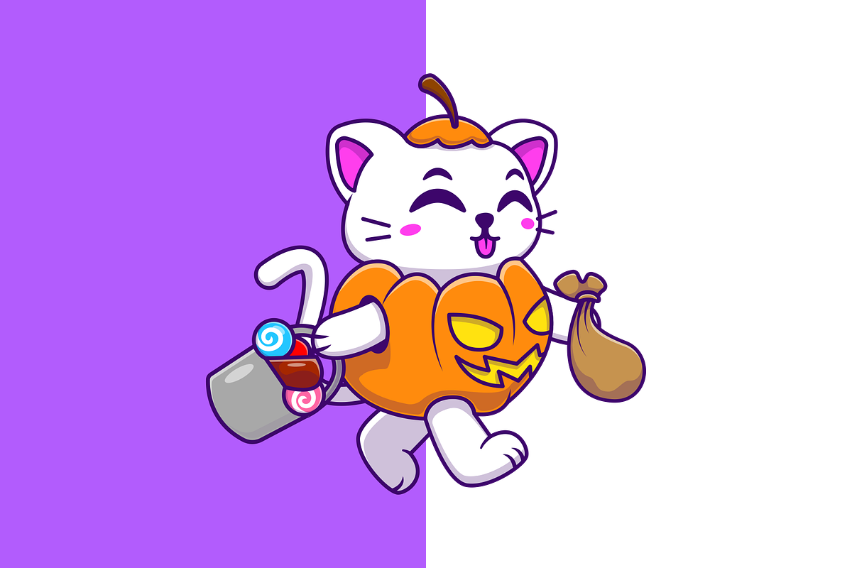 Cute Cat Pumpkin Halloween, an Animal Illustration by Artstorystudio (Photo 2 of 3)