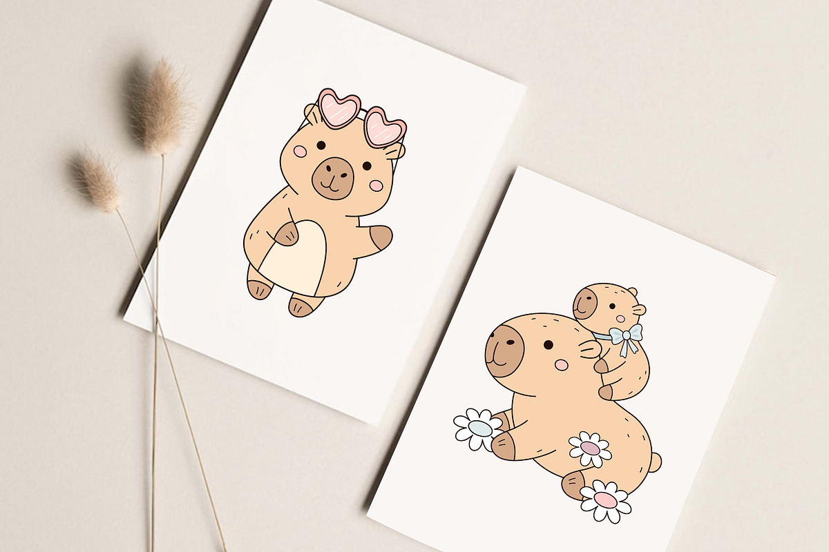 Capybara Clipart - Spring & Summer, a Seasonal Illustration by JulzaArt (Photo 5 of 8)
