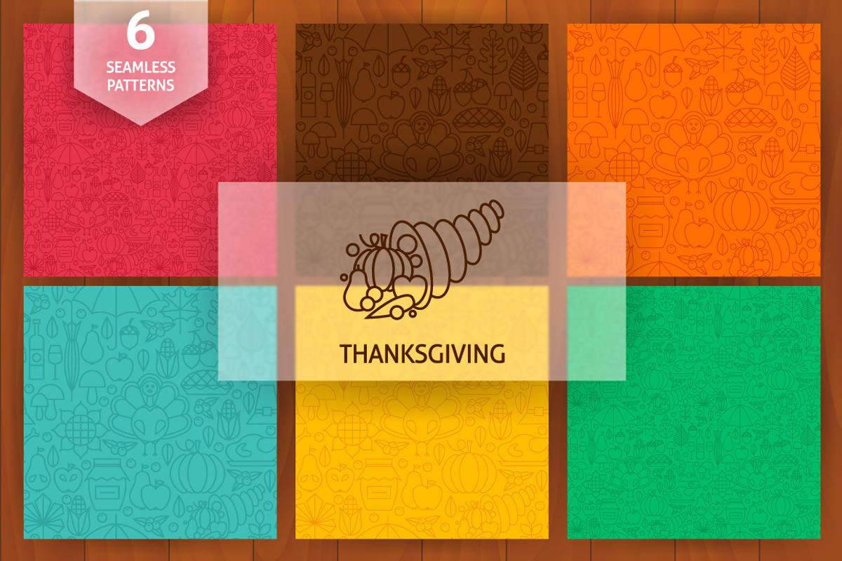 Thanksgiving Line Seamless Patterns, a Pattern Graphic by Anna_leni (Photo 1 of 7)