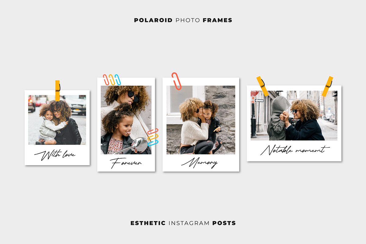 4 Polaroid Retro Photo Frames, a Product Mockup by katyaskrn (Photo 1 of 3)