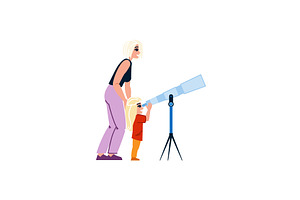 Mother and daughter exploring the, an Education Illustration by pikepicture