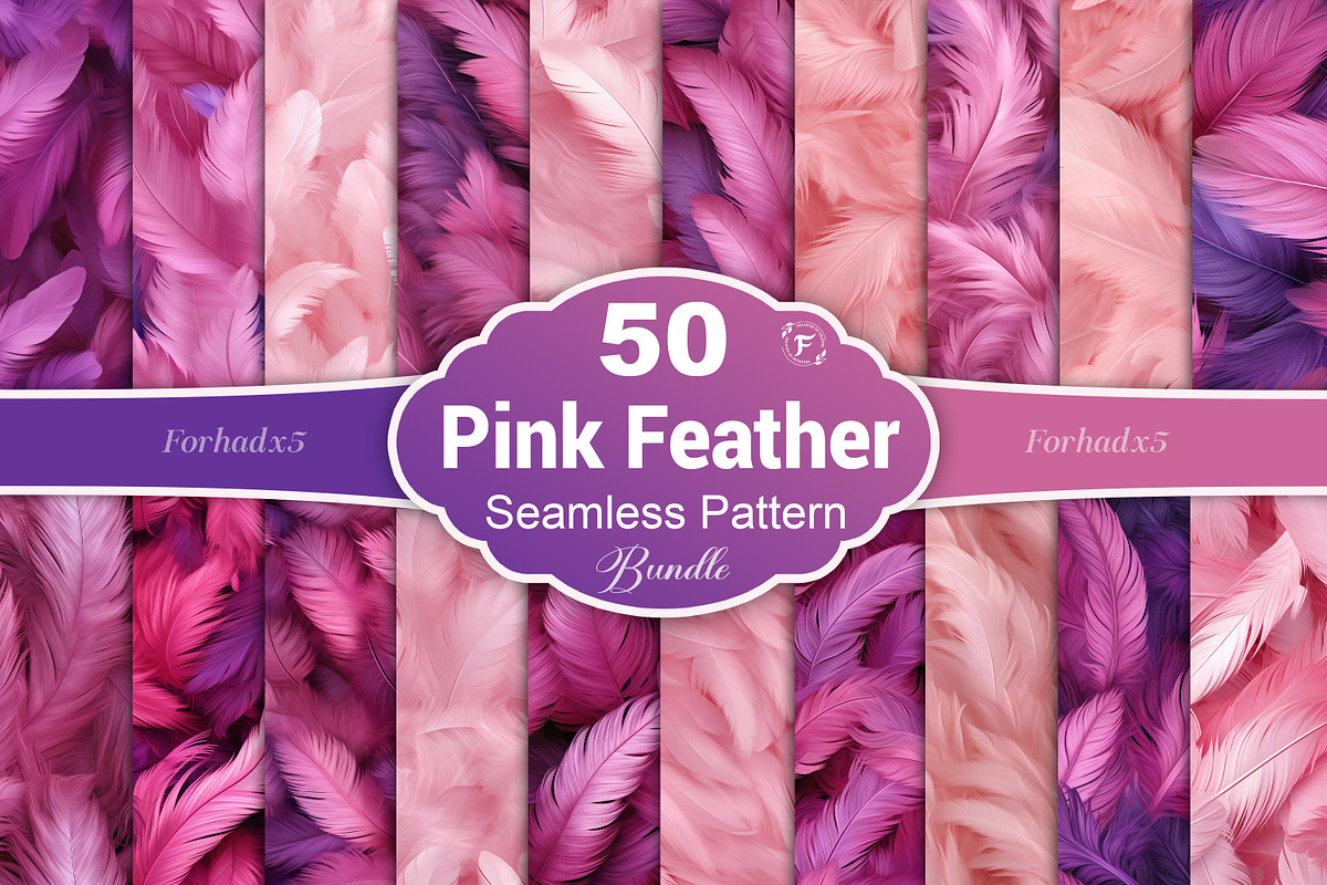 Pink Feathers Seamless Pattern, a Pattern Graphic by Forhadx5 (Photo 1 of 7)