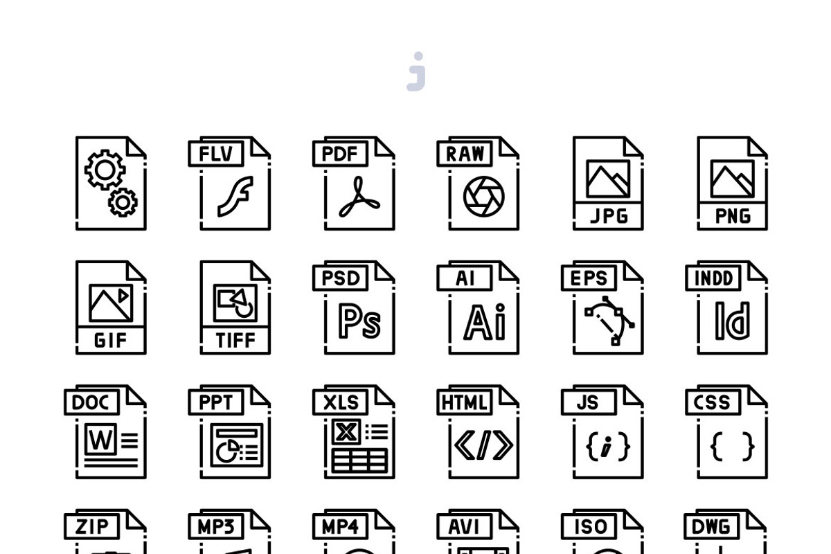 30 File format icon set, an Outline Icon by Just Icon (Photo 3 of 3)