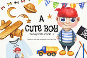 Cute boy - hand drawn set, an Object Graphic by Satika (Thumbnail 1 of 6)