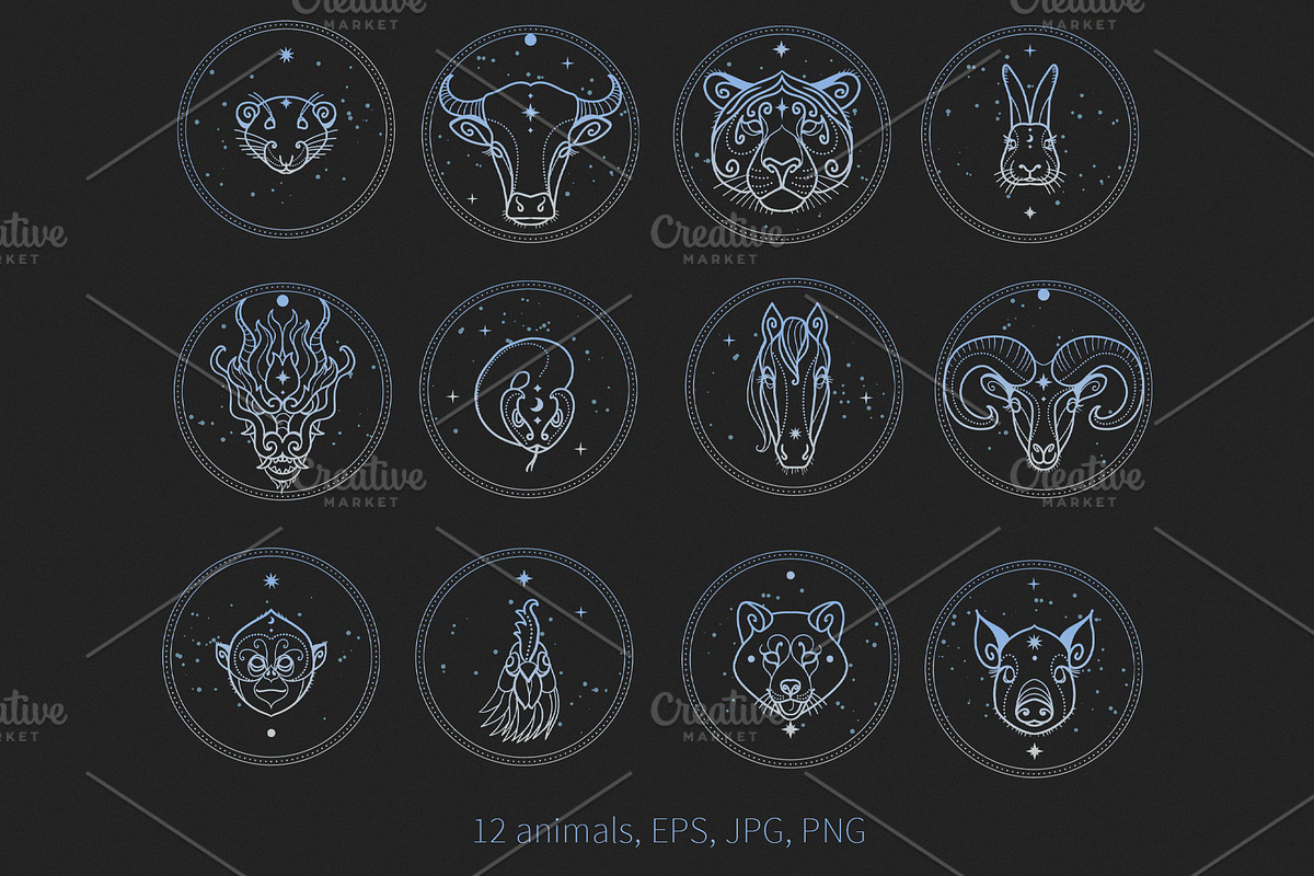 Eastern horoscope. Vector drawings, an Animal Illustration by Nadia Murash (Photo 3 of 5)