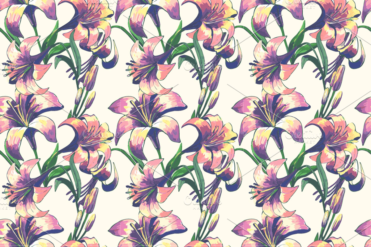 Set of six seamless floral patterns preview 2