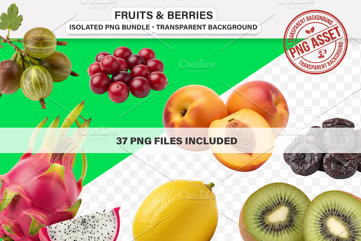 Fruits & Berries PNG Bundle – 37 pcs, a Food Illustration by Nurlan's shop (Photo 2 of 11)