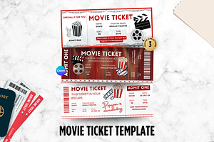 Editable Movie Ticket Canva Template, an Invitation Template by Snapybiz