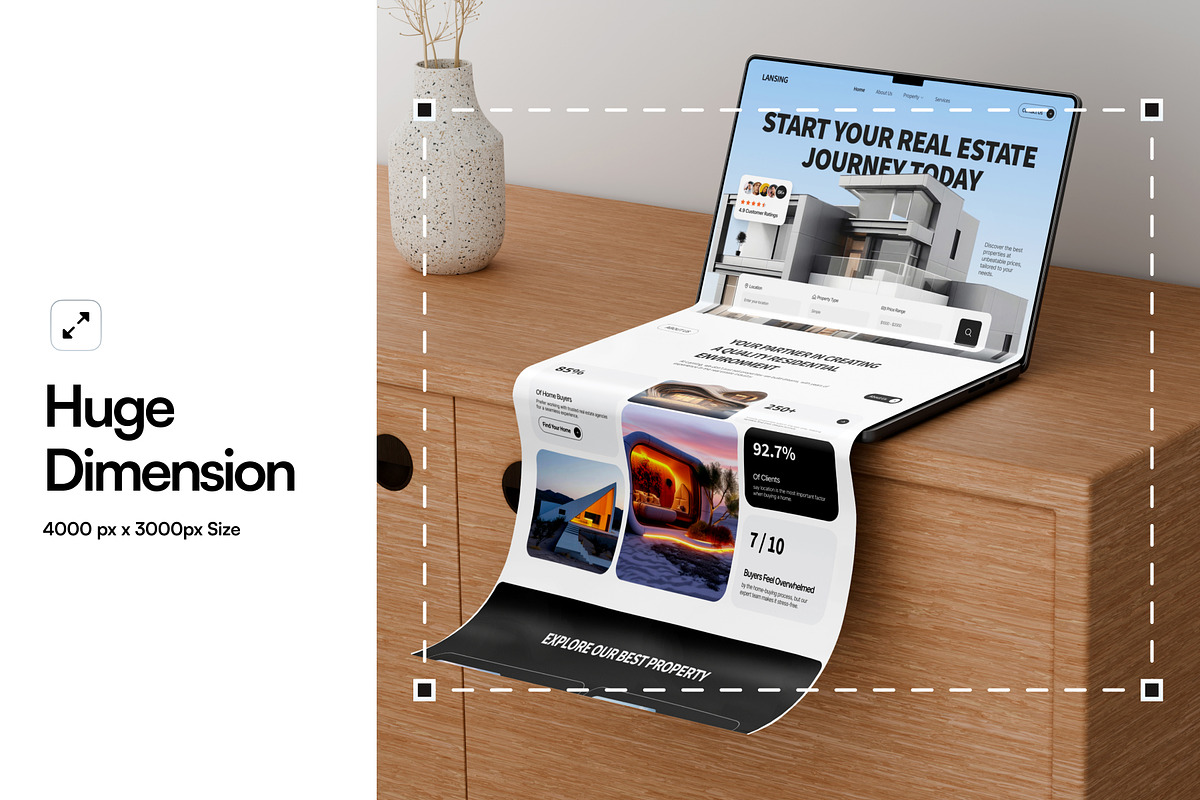 Long Scroll Extended Screen Mockup, a Product Mockup by SLAB! Design (Photo 2 of 5)