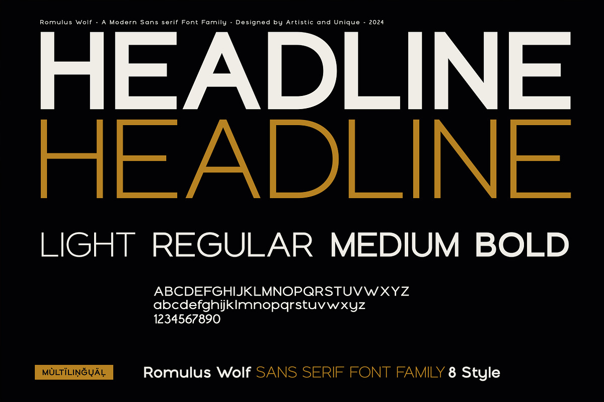 Romulus Wolf-Sans serif font family, a Sans Serif Font by Artistic & Unique (Photo 7 of 15)