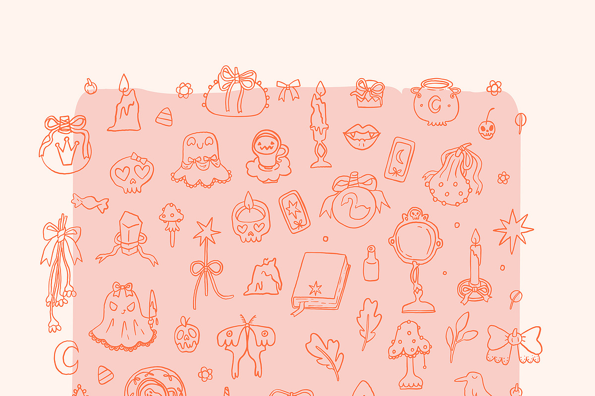 Coquette Halloween - pink edition, a Seasonal Illustration by Cute Atelier (Photo 3 of 12)