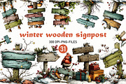 Whimsical Wooden Signpost Clipart, a Seasonal Illustration by Designworld (Thumbnail 1 of 11)