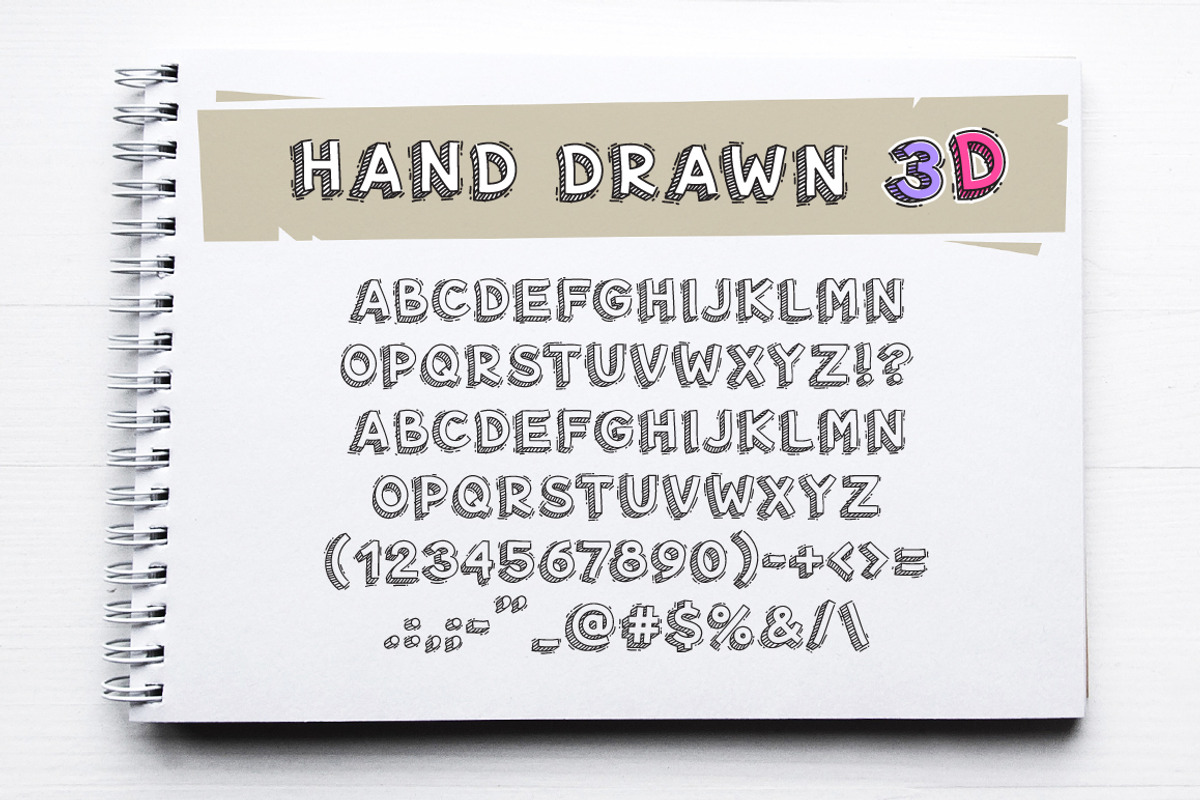 Hand Drawn 3D Letters and Numbers