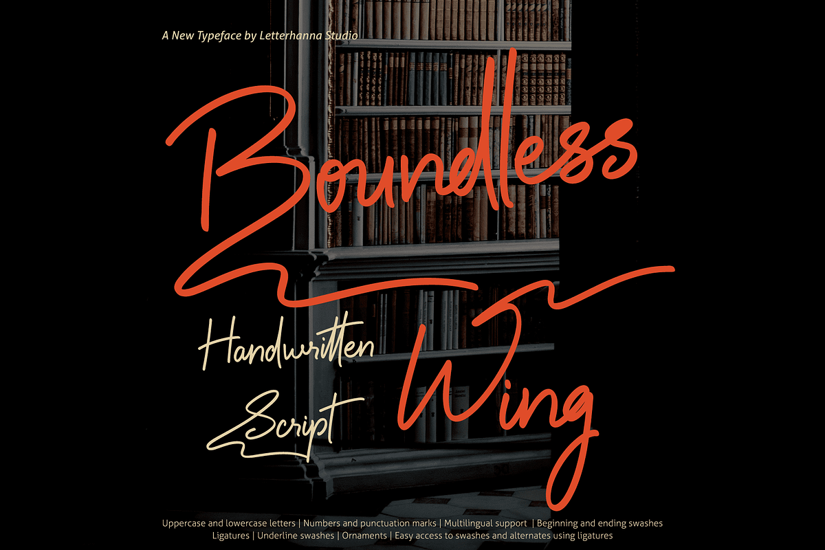Boundless Wing Handwritten Font, a Handwritten Font by Letterhanna Studio (Photo 1 of 12)
