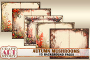 Autumn mushrooms Blank background, a Seasonal Illustration by CraftArtStory (Thumbnail 3 of 4)