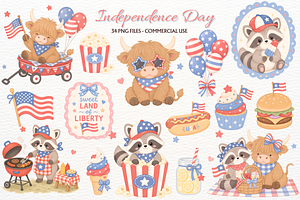 4th of July Clipart Patriotic Animal, an Animal Illustration by SugarCloudStudioArt