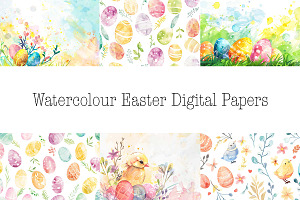 Watercolour easter papers bundle, an Illustration by VetalStock