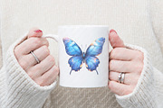 Watercolor Blue Butterflies Cliupart, an Illustration by Watercolor design (Thumbnail 11 of 12)